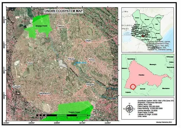 Map of Ondiri Wetland location
