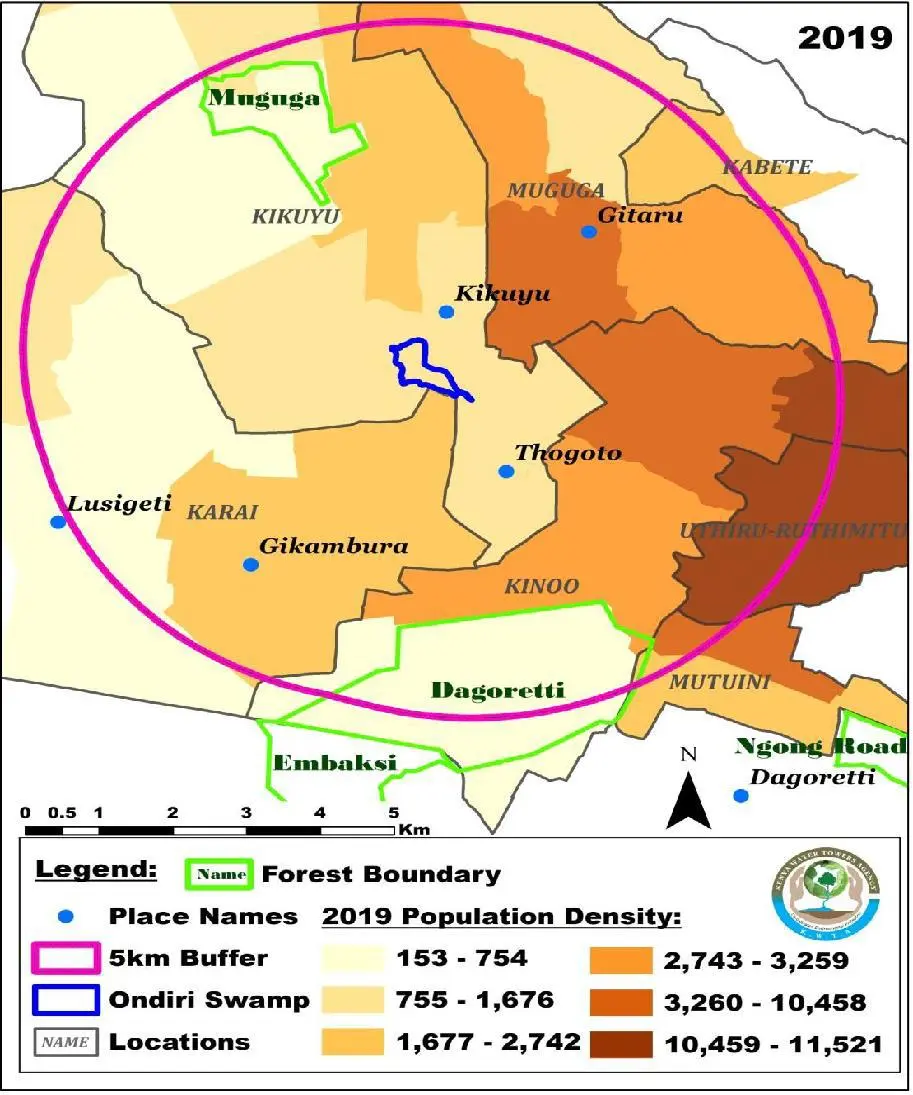 Map of Ondiri Wetland location